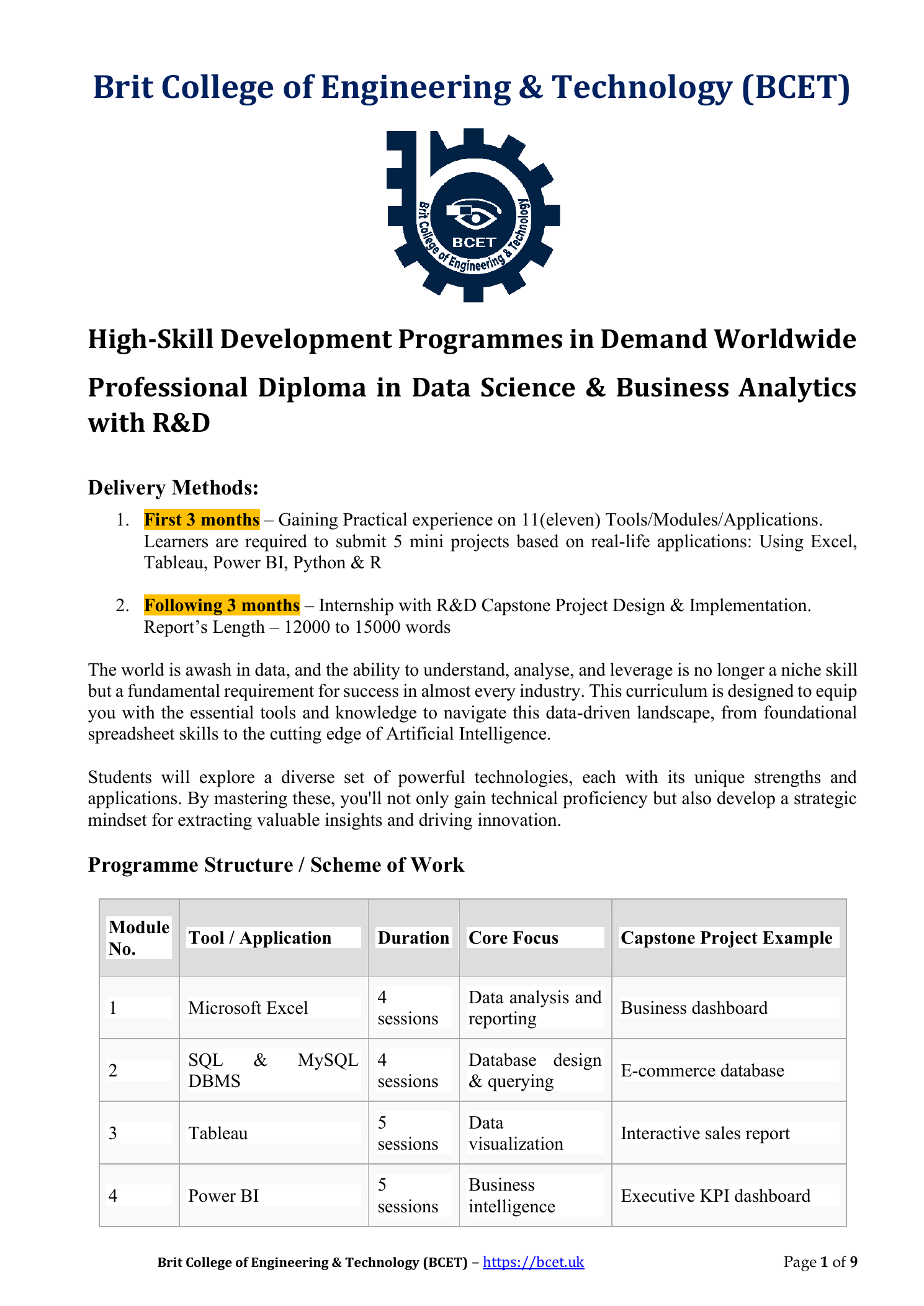 Programme brochure page 1